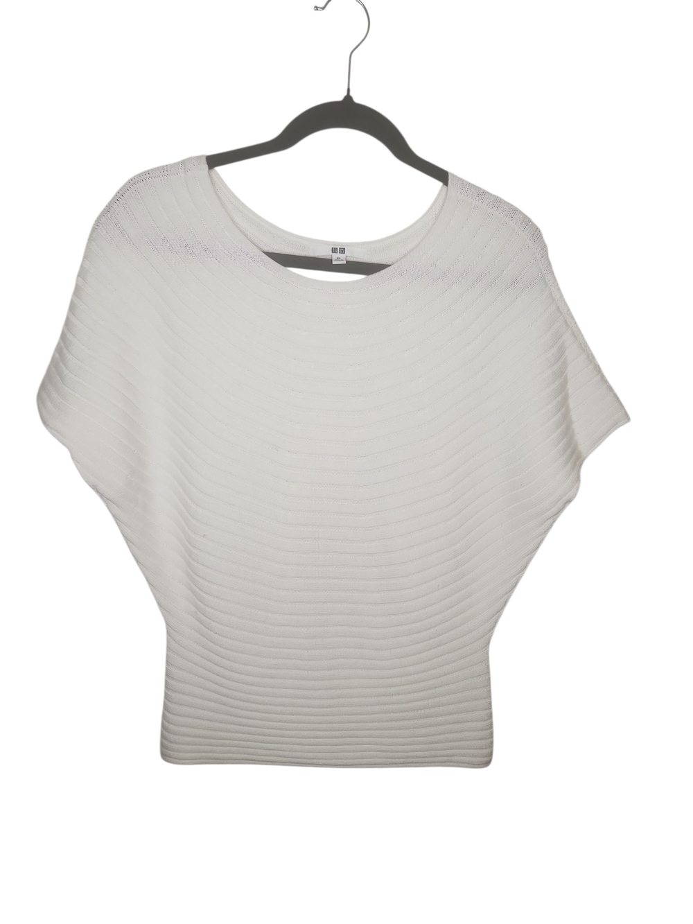 NWOT Uniqlo Ivory Cream Oversized Ribbed Knit Cotton Dolman Sleeve Top Size XS